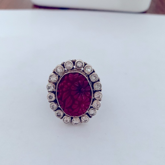 Mars & Valentine Echo of the Dreamer Maroon Gemstone surrounded by Crystals SS - Picture 6 of 6